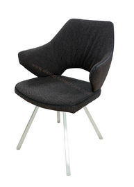 Fabric Upholstered Stainless Steel Dining Chairs Stylish Brushed Coned Legs