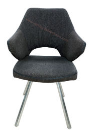 Fabric Upholstered Stainless Steel Dining Chairs Stylish Brushed Coned Legs