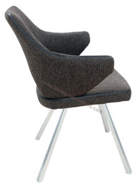Fabric Upholstered Stainless Steel Dining Chairs Stylish Brushed Coned Legs