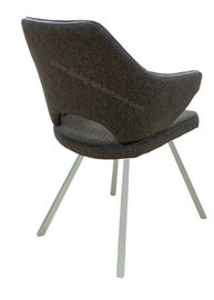 Fabric Upholstered Stainless Steel Dining Chairs Stylish Brushed Coned Legs