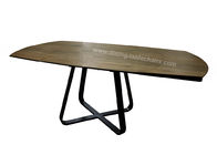 Stylish 2 Meter Wood Grain Dining Table Ceramic Top Courtyard Use